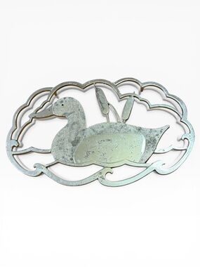 Wm A Rogers Silverplate Duck and Cattails Trivet - Made in Japan
